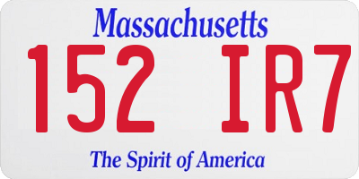 MA license plate 152IR7