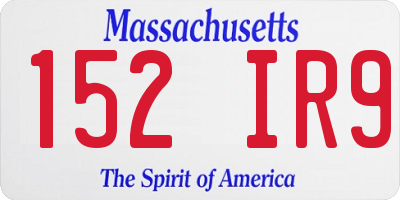 MA license plate 152IR9