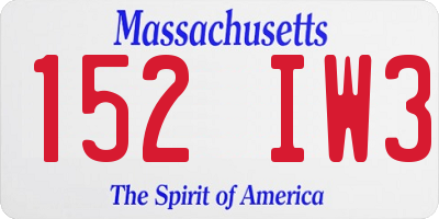 MA license plate 152IW3