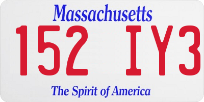 MA license plate 152IY3