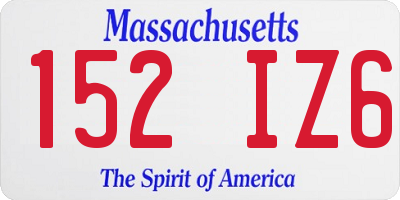 MA license plate 152IZ6