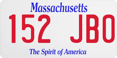 MA license plate 152JB0