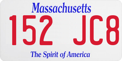 MA license plate 152JC8