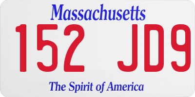 MA license plate 152JD9