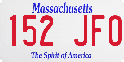 MA license plate 152JF0