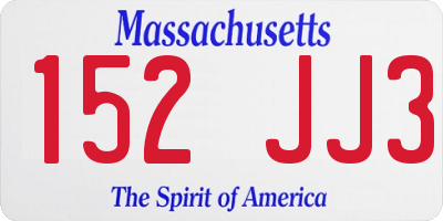 MA license plate 152JJ3
