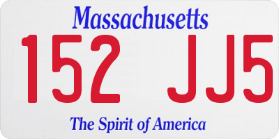 MA license plate 152JJ5