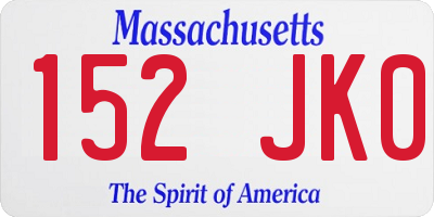 MA license plate 152JK0