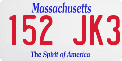 MA license plate 152JK3