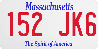 MA license plate 152JK6