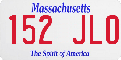 MA license plate 152JL0