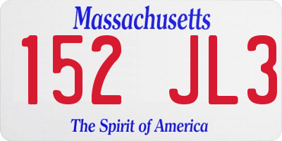 MA license plate 152JL3