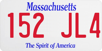 MA license plate 152JL4