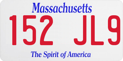 MA license plate 152JL9