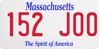 MA license plate 152JO0