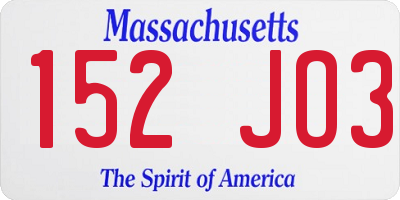 MA license plate 152JO3