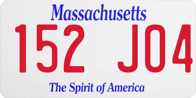 MA license plate 152JO4
