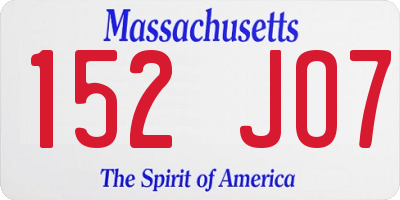 MA license plate 152JO7
