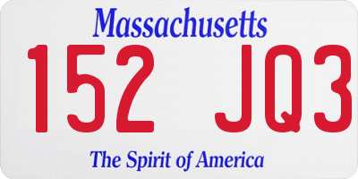 MA license plate 152JQ3