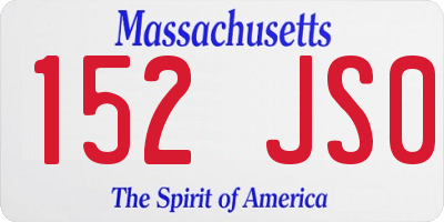 MA license plate 152JS0