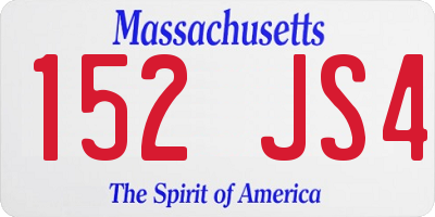 MA license plate 152JS4