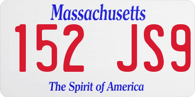 MA license plate 152JS9