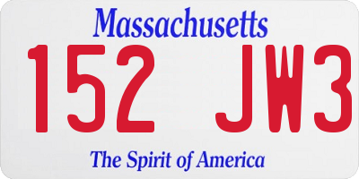 MA license plate 152JW3