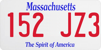 MA license plate 152JZ3