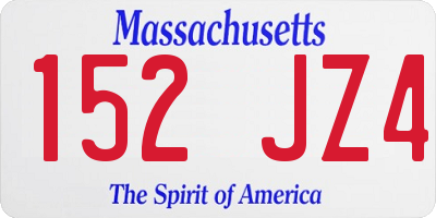 MA license plate 152JZ4