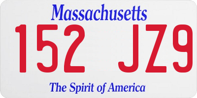 MA license plate 152JZ9