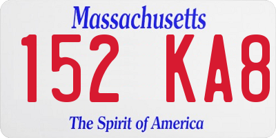 MA license plate 152KA8