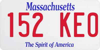 MA license plate 152KE0