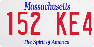 MA license plate 152KE4
