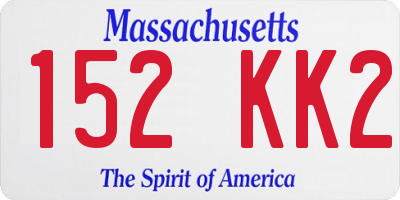 MA license plate 152KK2