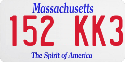 MA license plate 152KK3