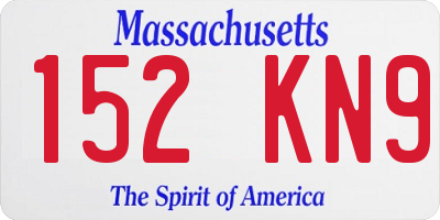 MA license plate 152KN9
