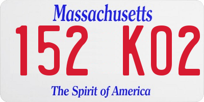 MA license plate 152KO2