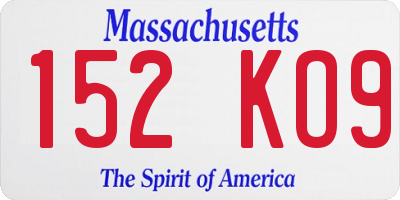 MA license plate 152KO9