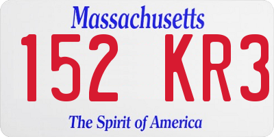 MA license plate 152KR3