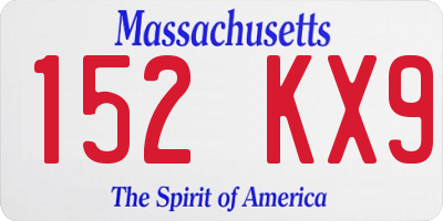 MA license plate 152KX9