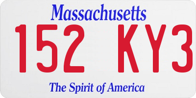 MA license plate 152KY3
