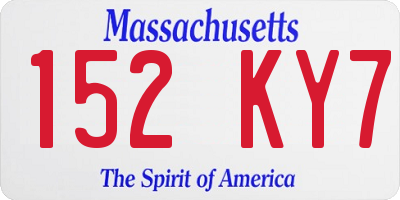 MA license plate 152KY7