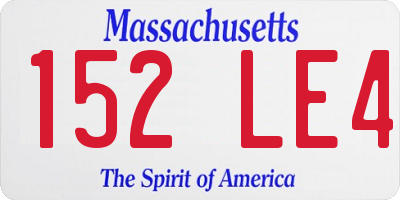 MA license plate 152LE4