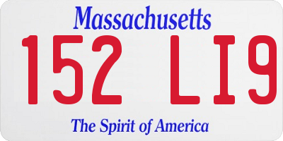 MA license plate 152LI9