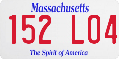 MA license plate 152LO4