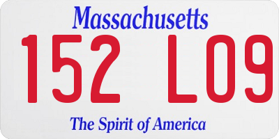 MA license plate 152LO9