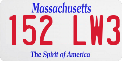 MA license plate 152LW3