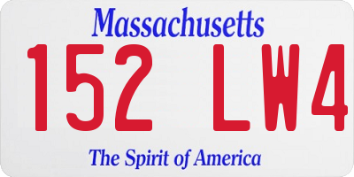 MA license plate 152LW4