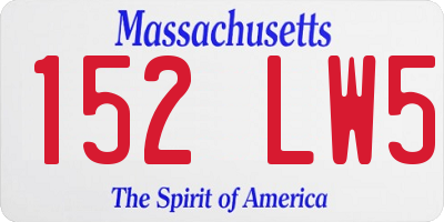 MA license plate 152LW5