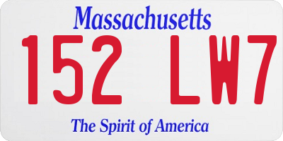 MA license plate 152LW7
